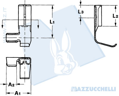 disegno tecnico terminali femmina a bandiera - 2.8