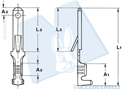 disegno tecnico Terminali maschio - 2.8