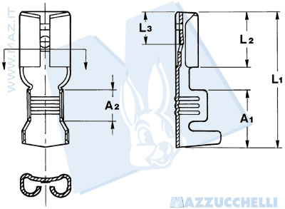 disegno tecnico Terminali femmina diritti - 4.8