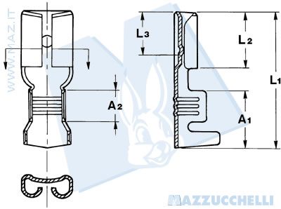 disegno tecnico Terminali femmina diritti - 4.8
