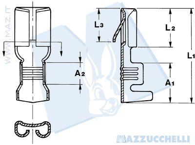 disegno tecnico Terminali femmina diritti - 4.8