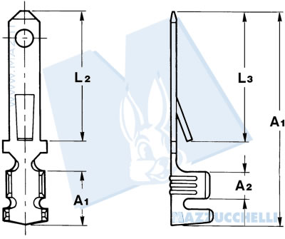disegno tecnico Terminali maschio - 4.8