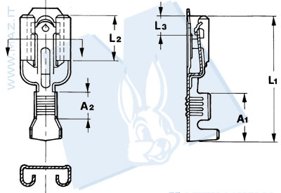 disegno tecnico Terminali femmina diritti passo 5
