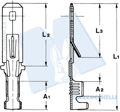 disegno tecnico Terminali maschio passo 5