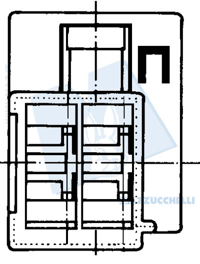 disegno tecnico Blocchetti passo 5 - 2 vie portamaschio