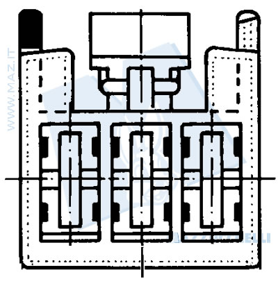disegno tecnico Blocchetti passo 5 - 3 vie portafemmina