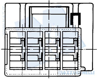 disegno tecnico Blocchetti passo 5 - 4 vie portamaschio