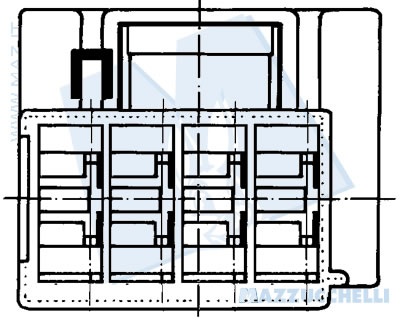 disegno tecnico Blocchetti passo 5 - 4 vie portamaschio