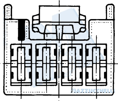 disegno tecnico Blocchetti passo 5 - 4 vie portafemmina
