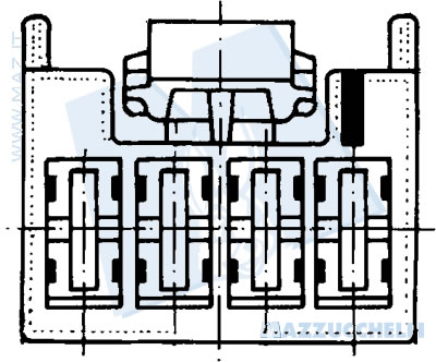 disegno tecnico Blocchetti passo 5 - 4 vie portafemmina