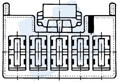 disegno tecnico Blocchetti passo 5 - 5 vie portafemmina