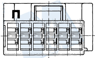 disegno tecnico Blocchetti passo 5 - 6 vie portamaschio