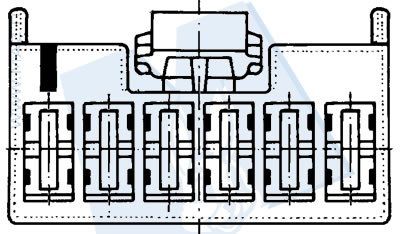 disegno tecnico Blocchetti passo 5 - 6 vie portafemmina