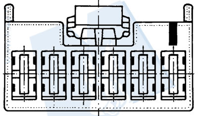 disegno tecnico Blocchetti passo 5 - 6 vie portafemmina