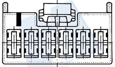 disegno tecnico Blocchetti passo 5 - 6 vie portafemmina