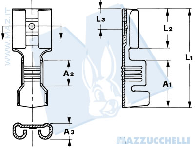 disegno tecnico Terminali femmina diritti - 6.3
