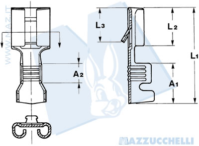 disegno tecnico Terminali femmina diritti - 6.3