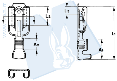 disegno tecnico Terminali femmina diritti antisfilamento - 6.3