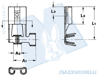 disegno tecnico Terminali femmina a bandiera - 6.3