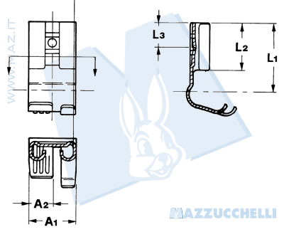disegno tecnico Terminali femmina a bandiera - 6.3