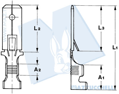 disegno tecnico Terminali maschio - 6.3