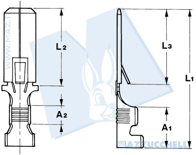 disegno tecnico Terminali maschio - 6.3