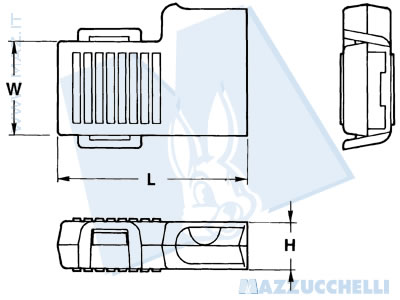 disegno tecnico Capsule per terminale femmina a bandiera - 6.3