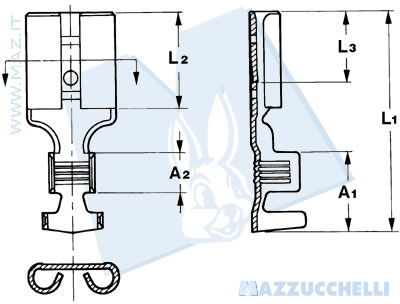 disegno tecnico Terminali femmina diritti - 9.5