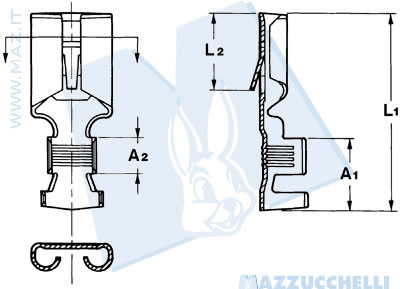 disegno tecnico Terminali femmina diritti - 9.5
