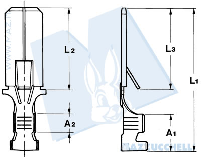 disegno tecnico Terminali maschio - 9.5