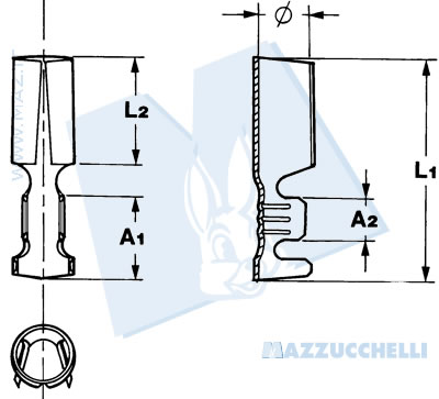 disegno tecnico Terminali cilindrici femmina