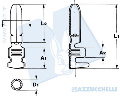 disegno tecnico Terminali cilindrici maschio