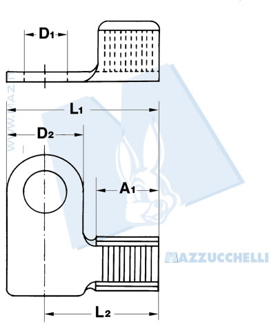 disegno tecnico Terminali a occhiello per cavo batteria (-)