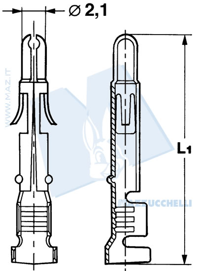 disegno tecnico Terminali maschio aperto tipo 