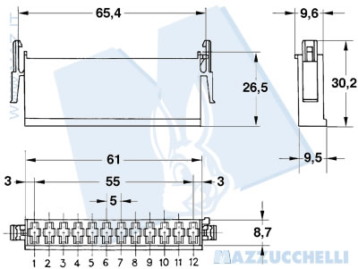 disegno tecnico Blocchetti Maztimer 12 vie