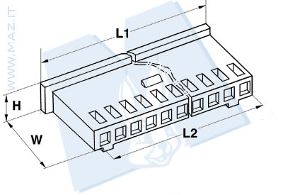 disegno tecnico Blocchetti Modulari passo 2.54