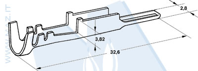 disegno tecnico Terminali maschio Packard 2.8