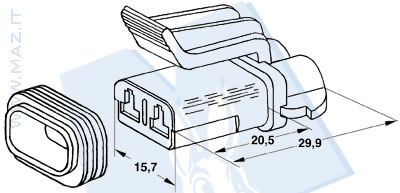 disegno tecnico Blocchetti 2 vie portafemmina Packard 2.8