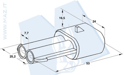 disegno tecnico Blocchetti 2 vie portamaschio Packard 2.8
