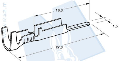 disegno tecnico Terminali maschio Packard 1.5
