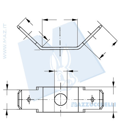 disegno tecnico Contatti lamellari doppi 45°