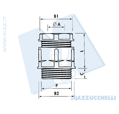 disegno tecnico Pressacavi - Passo Pg