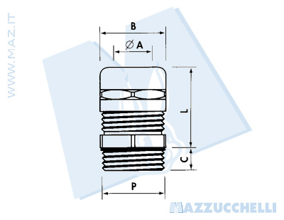 disegno tecnico Pressacavi ottone - Passo Metrico M 1.5