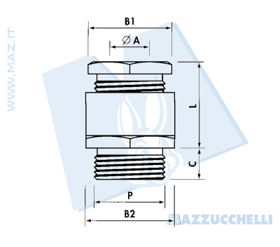 disegno tecnico Pressacavi ottone - Passo Pg
