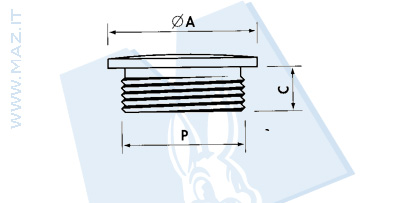 disegno tecnico Tappi ottone - Passo Metrico M 1.5