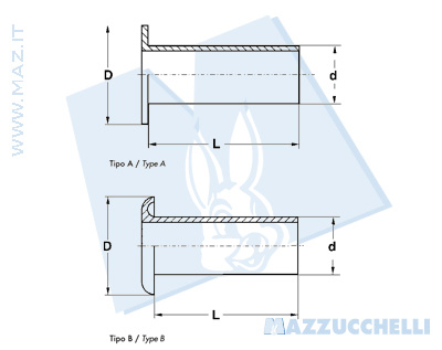 disegno tecnico Rivetti tubolari
