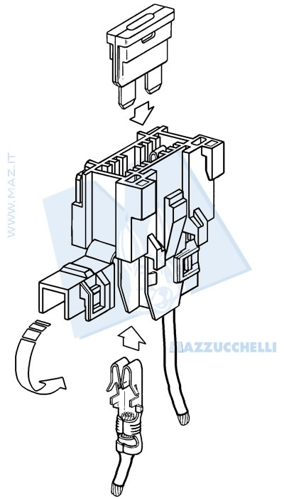 disegno tecnico Esempio di applicazione di blocchetto portafusibile modulare