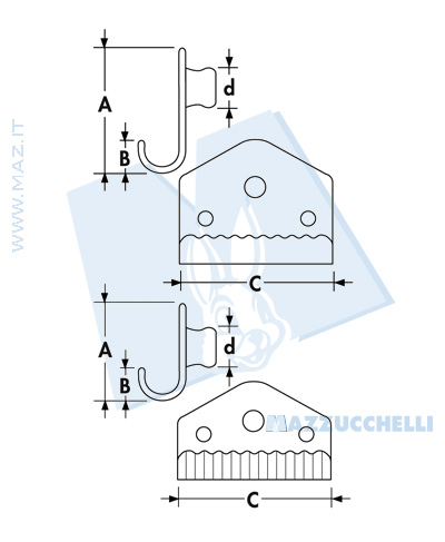 disegno tecnico Bottoni a pressione serie FF9 PIASTRINA