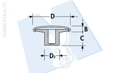 disegno tecnico Bottoni per jeans sere BG/P<br />Testa in ottone - gradinata in plastica