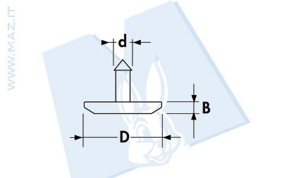 disegno tecnico Bottoni in jeans serie BG/P<br />Testa in ottone - gradinata in plastica